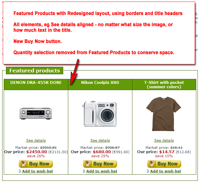 Features - Redesigned Featured Prods