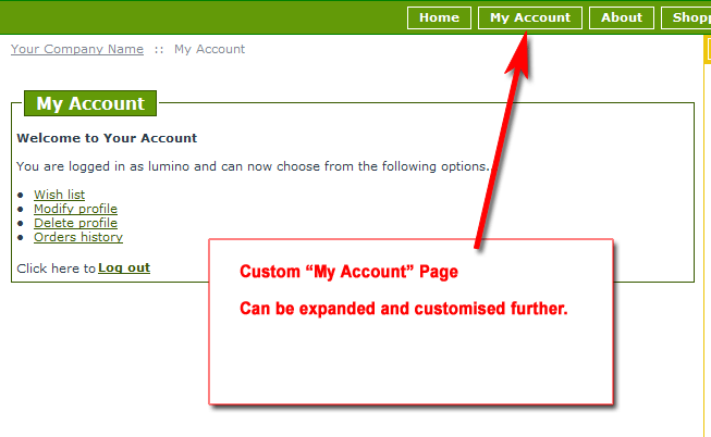 Features - Custom My Account
